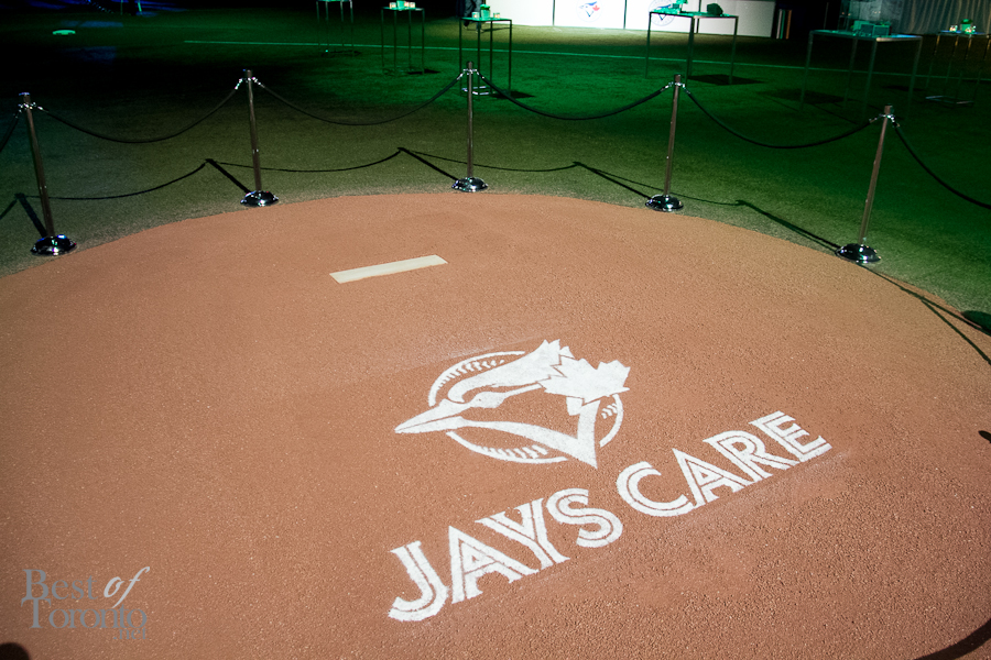The customized Jays Care pitcher's mound at the Rogers Centre