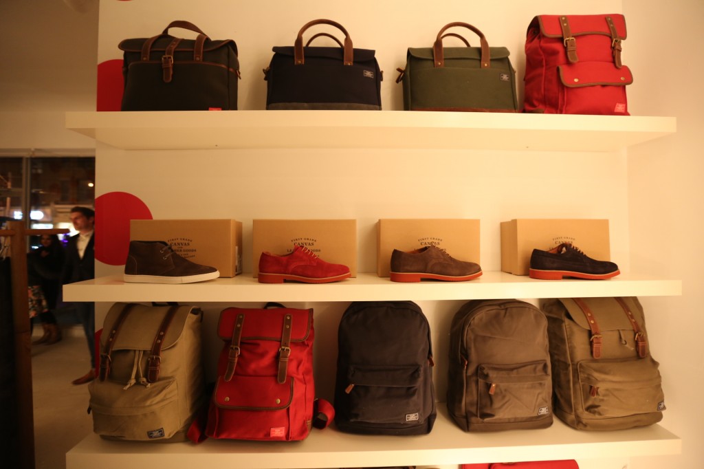 Bags, shoes and backpacks at Frank and Oak's pop-up shop, The Outpost