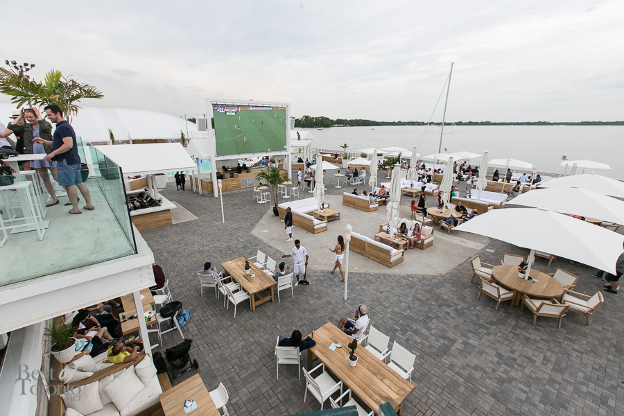 Overlooking Cabana from the new upper deck with a view of the new LED screen,  great for watching the World Cup