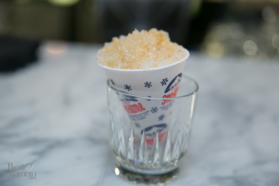 One of the many treats at #CapsuleTux served at the launch event at WEST Bar, a maple syrup ice cone