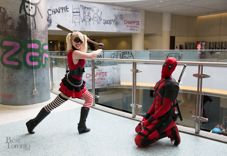 Harley Quinn and Deadpool  playing T-ball
