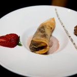 Chocolate banana spring rolls with ferrero rocher gelato