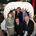 Michael Chan, Rob Ford and more inside the replica Megalodon jaws at the grand opening on October 16, 2013