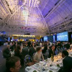 The Toronto Maple Leafs host a dinner on the floor of a hockey rink at the Mattamy Athletic Centre (formerly Maple Leaf Gardens)