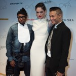 Coco Rocha with Greta Constantine's Kirk Pickersgill and Stephen Wong