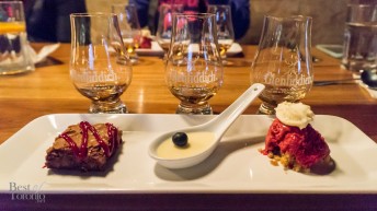 Beet Ice Cream, Lemon Crema, Brownie, with Whiskey Pairings