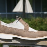 My shot of Stacy Adams oxfords in sand - with an elongated Euro look and brogue details