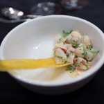 Scallop ceviche, coriander cress, toasted almonds paired with Veuve Clicquot Brut Vintage 2004 - my favourite pairing