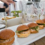 Lobster sliders with pickled cucumber and chili mayo