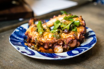 Grilled octopus, iberico chorizo, smoked tomato, olive oil, lemon