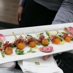 Proscuitto and melon ball skewer