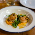 "DIVER SCALLOPS" with fennel, orange, pine nuts, chili, agrodolce