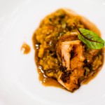 Roasted scallop jambalaya with foie gras, octopus, brown rice, andouille sausage | Photo: John Tan
