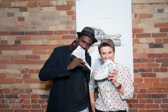 Toronto graffiti artist Elicser Elliott with our Natalie Korol and her personalized kicks