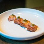 Crisp pork belly with apple and charred poblano