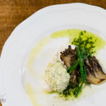 Olive oil halibut with fiddle head aioli