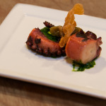 "Octopus" with chargrilled octopus, choy sum chimichurri, "yu heung" eggplant