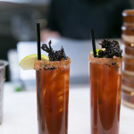 "510 Caesars" with black garlic, chinese mushroom, infused absolut vodka, R&D chili sauce, hoisin infused worcestershire sauce, lapsang tincture, Mott's Clamato