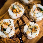 Newfoundland sushi | Atlantic snow crab footman, lemon candied scrunchions, dried caplin, fancy molasses eel sauce