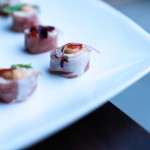 Prosciutto Di Parma Lobster Boursin Roulades, Confit Tomato Lobster Rose, Jalapeno Syrup Tip