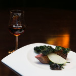 Duck breast with port prunes, apple, sauteed kale, kale chips