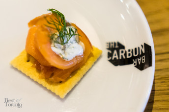 Smoked Wolfhead Salmon with butter brushed saltines and dill crema