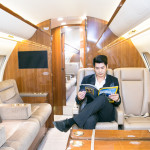 James Shay inside the private jet