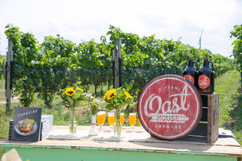 A welcoming outdoor picnic lunch setup at Oast House Brewers