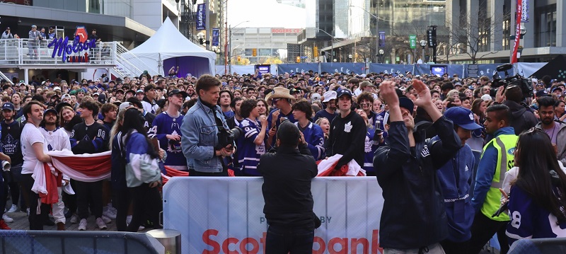behind the scenes at Maple Leaf Square during NHL playoff game