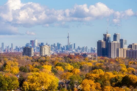 Toronto skyline in the Fall.